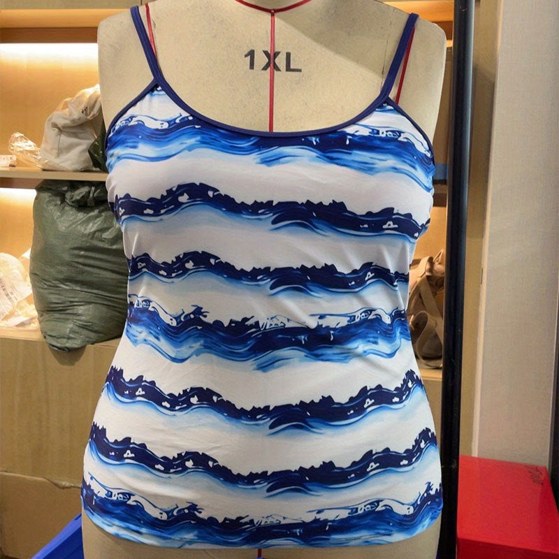 Damen Tankini mit dekorativem Wellenmuster