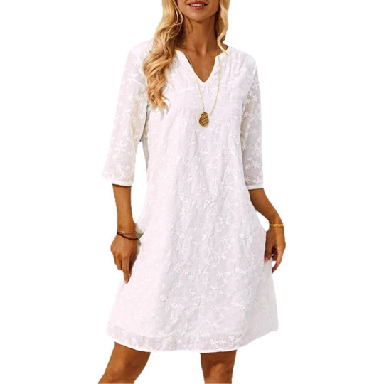 Damen Tunika-Kleid mit floralem Stickdesign R&B