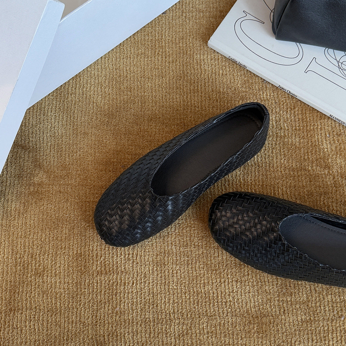 Damen Ballerinas aus hochwertigem geflochtenem Leder mit rutschfester Sohle R&B