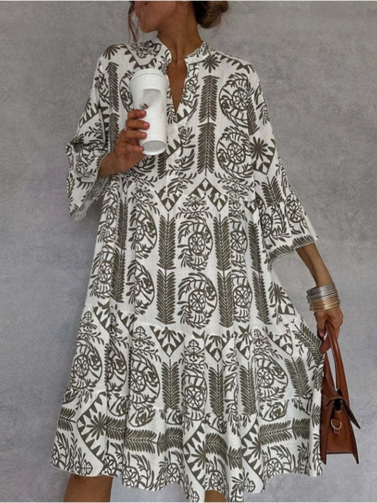 Damen Tunika-Kleid mit floralem Design und lockerer Passform R&B