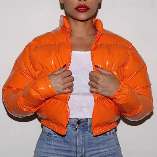 Damen Glänzende Kurzdaunenjacke R&B