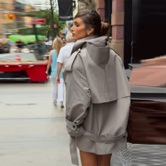 Damen Urbaner Trenchcoat mit hohem Kragen und doppelter Knopfleiste R&B