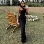 Damen Elegantes Maxikleid mit asymmetrischem Design und Drapierung R&B