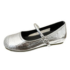 Damen Ballerinas mit modischem Riemen und glitzernder Oberfläche R&B