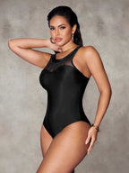 Damen Einteiliger Badeanzug mit modischem Mesh-Detail R&B