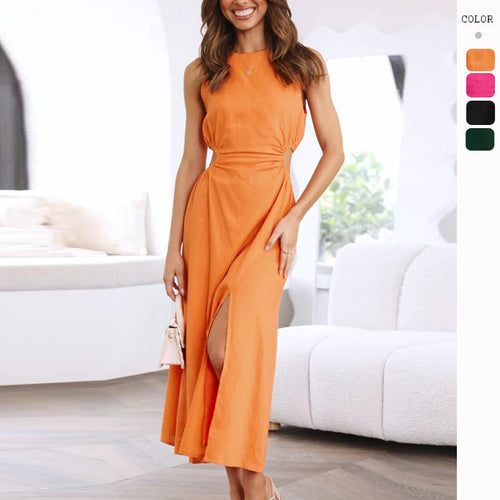 Damen Maxikleid mit raffiniertem Wickeldesign und hohem Schlitz R&B