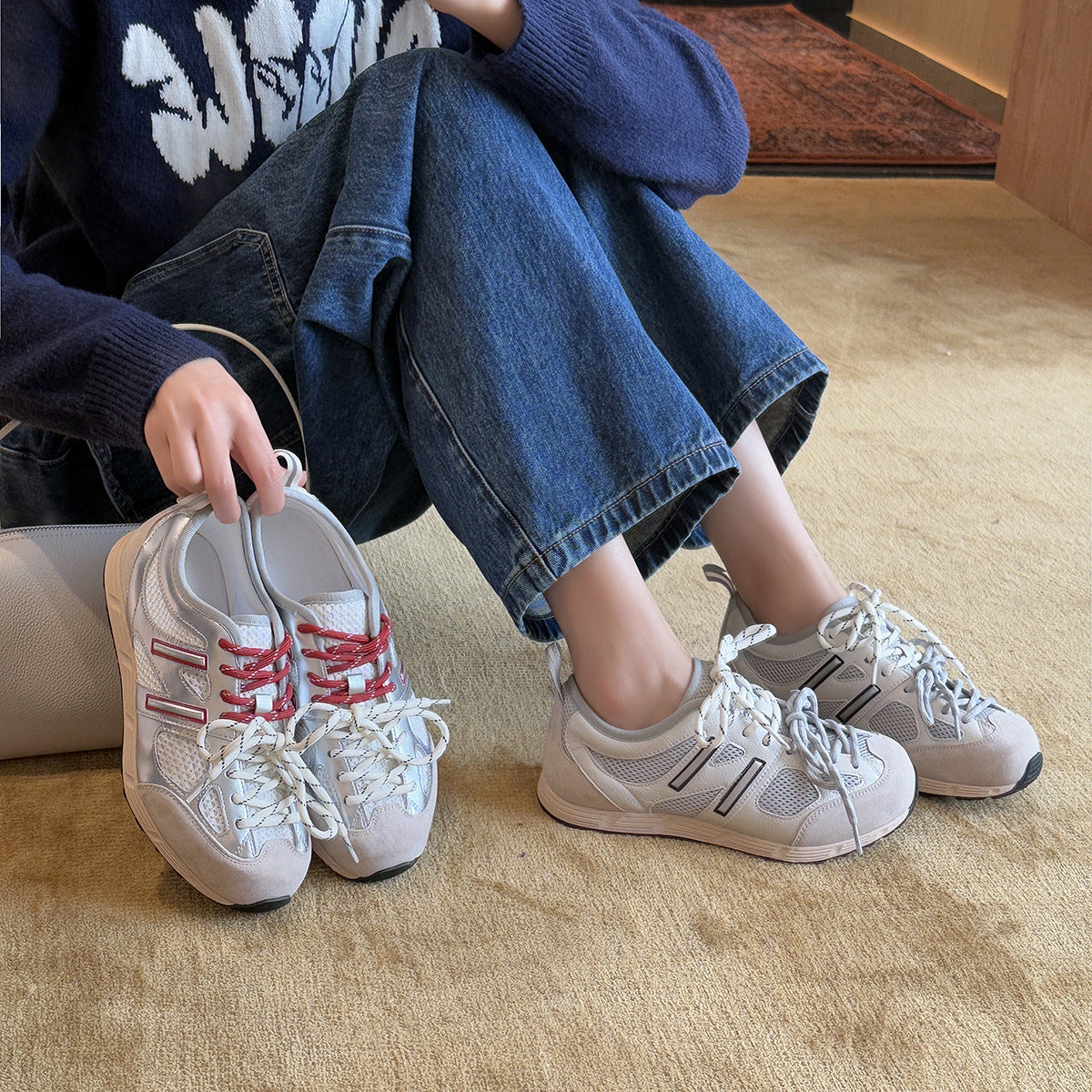 Damen Sportliche Freizeitschuhe mit atmungsaktiver Oberflächenstruktur und rutschfester Sohle