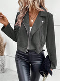Damen Stylische Bikerjacke aus Kunstleder mit asymmetrischem Reißverschluss R&B