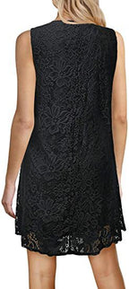 Damen elegantes Spitzenkleid mit A-Linien-Schnitt R&B