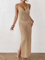 Damen Maxikleid mit raffiniertem Netzdesign R&B