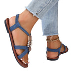 Damen Rendier-Sandalen mit dekorativen Beaded-Details und verstellbarem Riemen R&B
