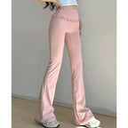 Damen Hochtaillierte Bootcut-Leggings mit Rüschendetails
