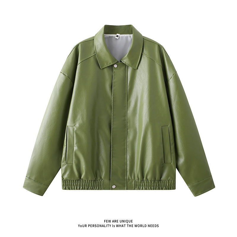 Herren elegante Kunstlederjacke mit elastischem Bund R&B