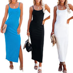 Damen Maxikleid mit feiner Ribstruktur und Spaghettiträgern R&B