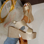 Damen modische Wedgesandalen mit durchgehendem Cut-Out-Design R&B