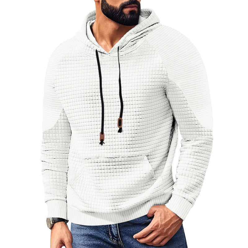 Herren nan Kapuzenpullover mit quadratischer Struktur, Raglanärmeln und Kängurutasche R&B