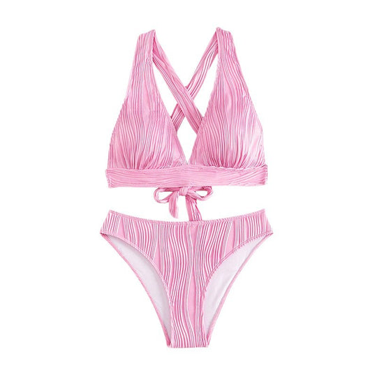 Damen Hoch geschnittener Bikini mit strukturierter Oberfläche R&B
