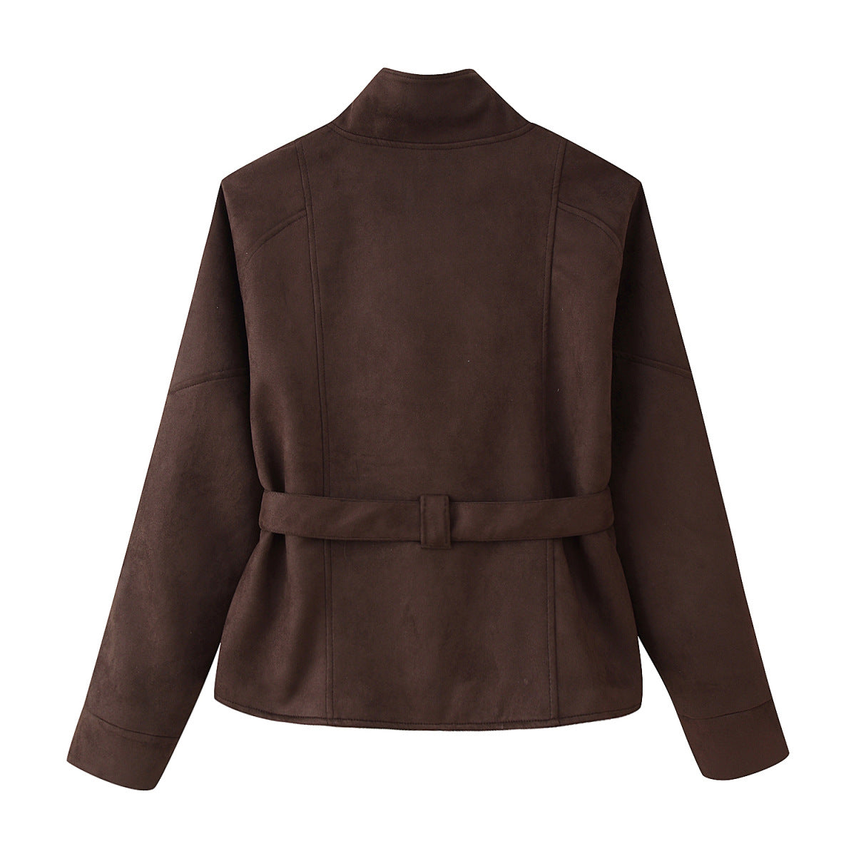 Damen elegante Oversized-Bomberjacke mit Taillengürtel R&B