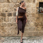 Damen Sportliche Capri-Hose mit elegantem Wickelband R&B