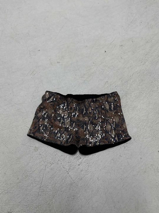 Damen Set aus schimmerndem Top und kurzen Shorts im Animal-Print R&B