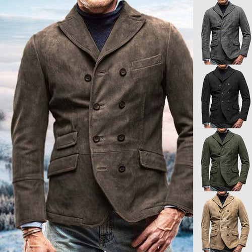 Herren modische jacke mit doppelter Knopfleiste und praktischen Taschen Heidi-Mode