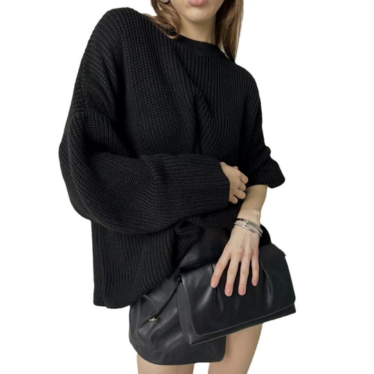 Damen Oversized Strickpullover mit weitem Schnitt und Struktur R&B