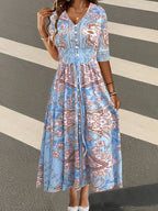 Damen Maxikleid mit floralem Paisleymuster und schmeichelndem V-Ausschnitt R&B