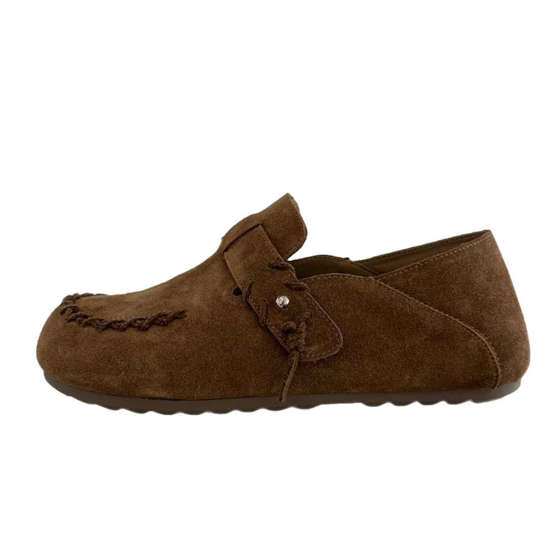 Damen Mokassins aus weichem Wildleder mit dekorativem Riemen R&B
