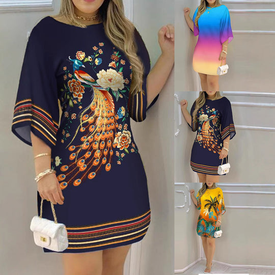 Damen lässiges Kleid mit farbenfrohem Farbverlauf R&B