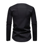 Herren modisches Langarmshirt mit stylischem Stehkragen und kontrastierenden Paspeln