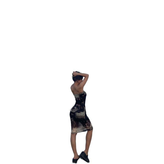 Damen Figurbetontes Spaghettiträgerkleid mit floralem Muster und tailliertem Schnitt R&B