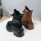 Damen Fashion-Stiefeletten mit hohem Blockabsatz und robustem Sohlenprofil
