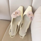 Damen Slingback Pumps mit floralen Akzenten