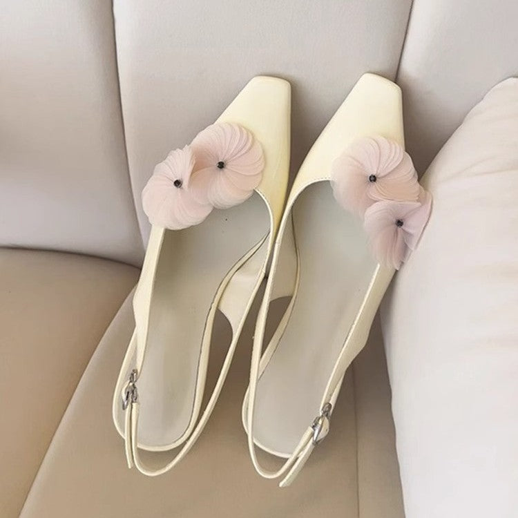 Damen Slingback Pumps mit floralen Akzenten