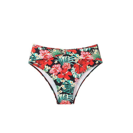 Damen Hochgeschnittener Floral-Bikini mit Raffung und elastischem Bund R&B
