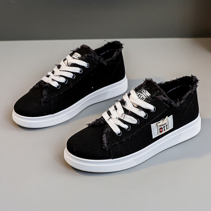 Damen lässige Sneaker mit modischem Used-Look und elastischem Schnürsystem R&B