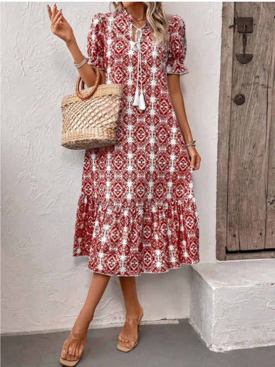 Damen Sommerliches Tunika-Kleid mit eleganten Schnüroptionen R&B