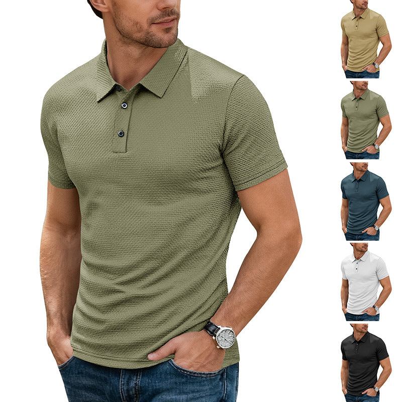 Herren nan strukturiertes Mikrojacquard-Poloshirt mit schlanker Passform und elastischem Komfortstretch R&B