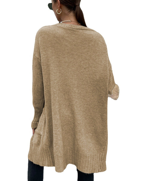 Damen casual Strickjacke mit offenen Seiten und tiefen Taschen R&B