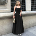 Damen Elegantes Abendkleid mit quadratischem Ausschnitt und fließendem Rock R&B
