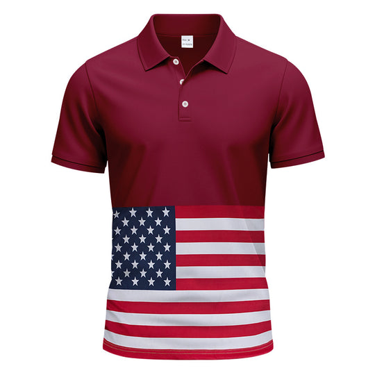 Herren Poloshirt mit einzigartigem Flaggenmotiv und moderner Passform R&B