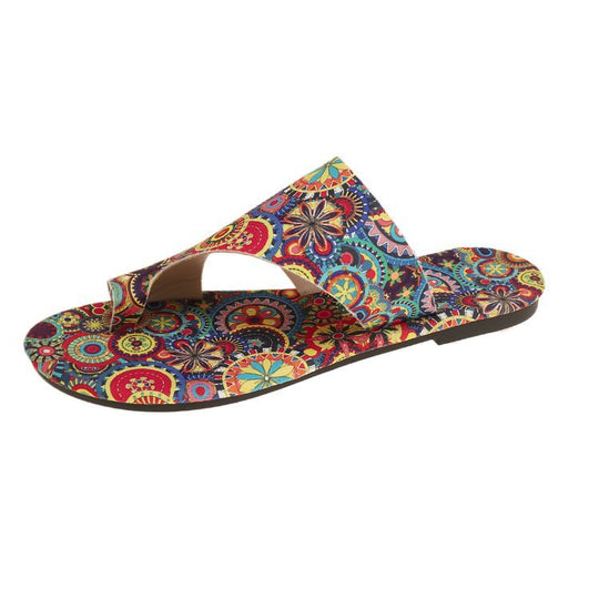 Damen Zehentrenner-Sandalen mit floralem Muster und bequemer Fußbettung R&B