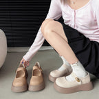 Damen Modische Plateau-Mary Jane Schuhe mit dekorativem Riemen und komfortabler Sohle R&B