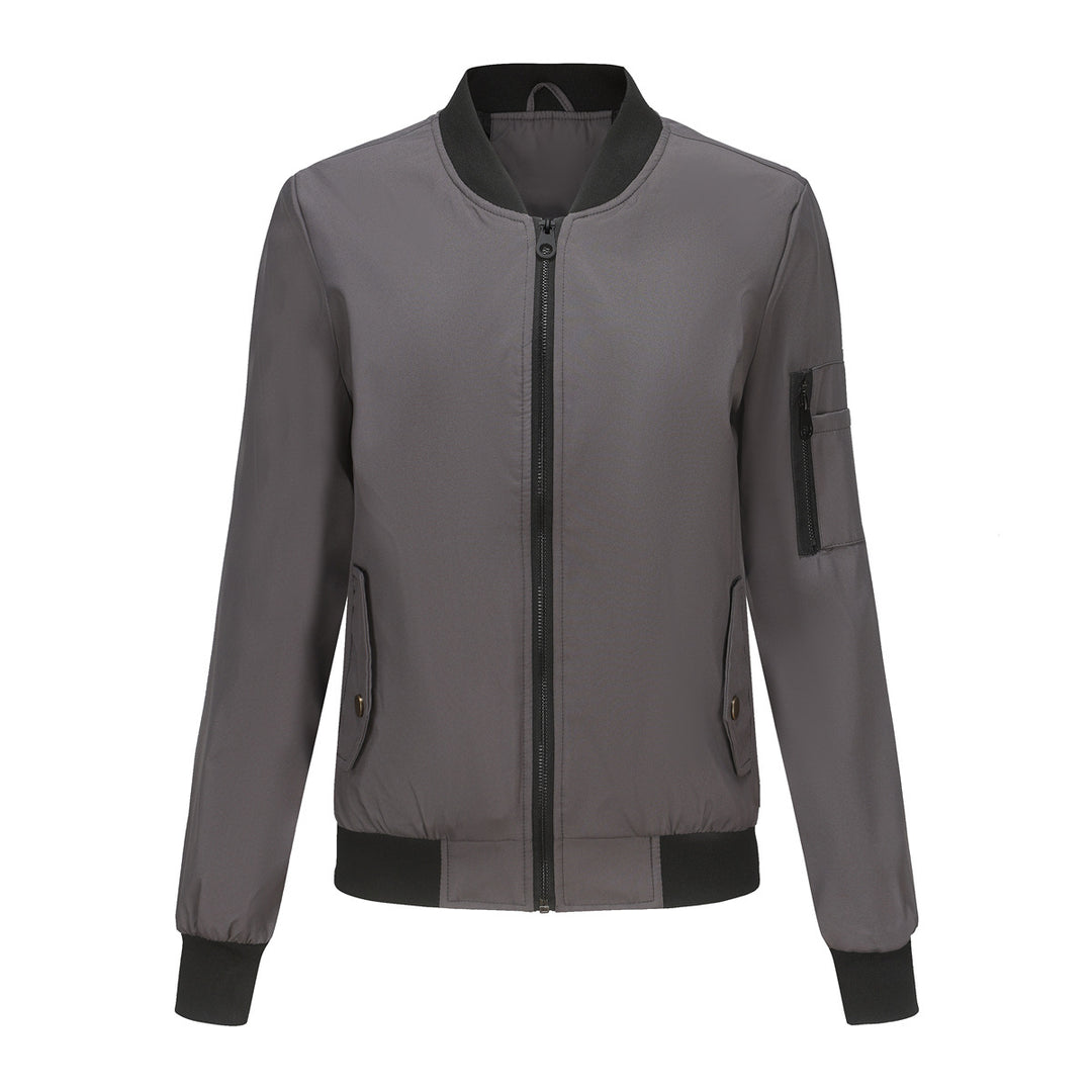 Damen modische Bomberjacke mit praktischen Reißverschlusstaschen und sportlichem Kragen R&B