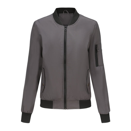 Damen modische Bomberjacke mit praktischen Reißverschlusstaschen und sportlichem Kragen R&B