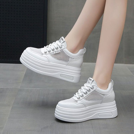 Damen Sportliche Plateau Sneakers mit atmungsaktiver Mesh-Oberfläche und schockabsorbierender Sohle R&B