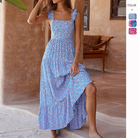 Damen Maxikleid mit voluminösem Rock und zarten Rüschendetails R&B