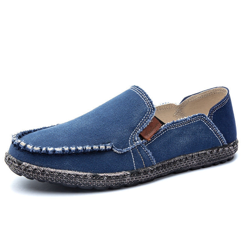 Damen lässige Slip-On Schuhe aus robustem Denim mit handgenähter Optik R&B