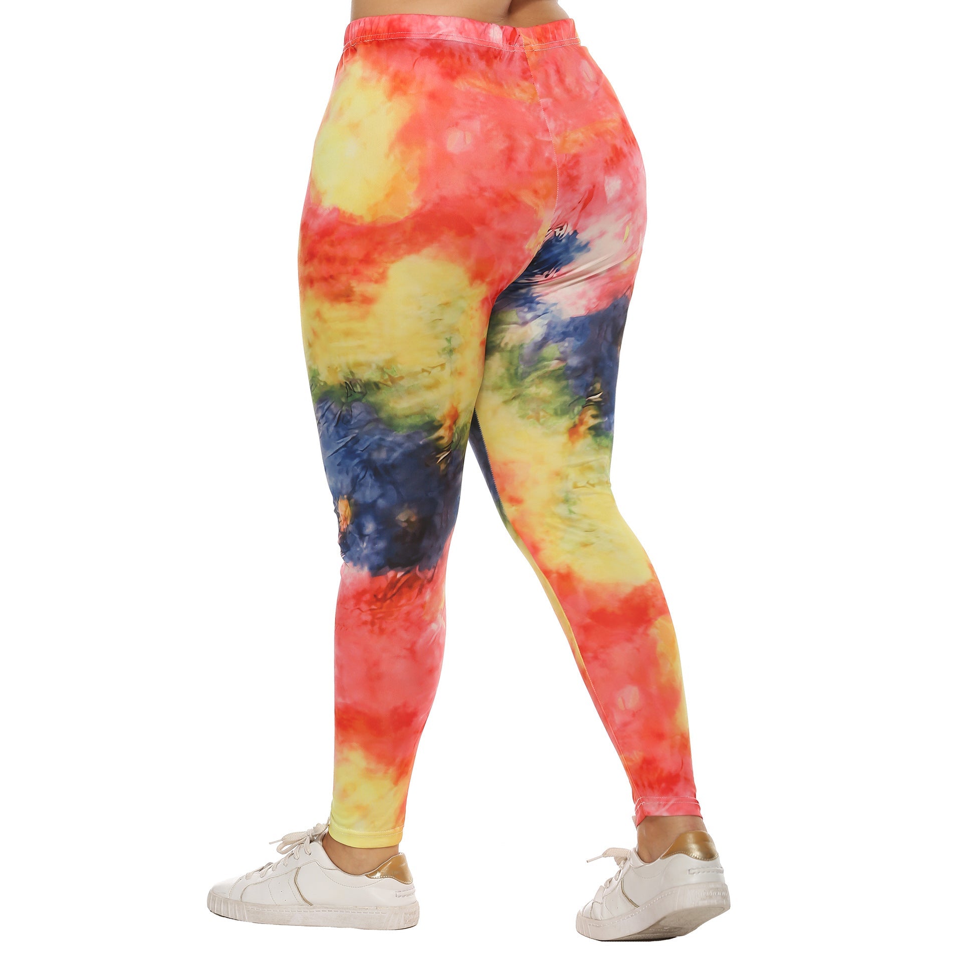 Damen farbenfrohe Leggings mit modernem Batikmuster R&B
