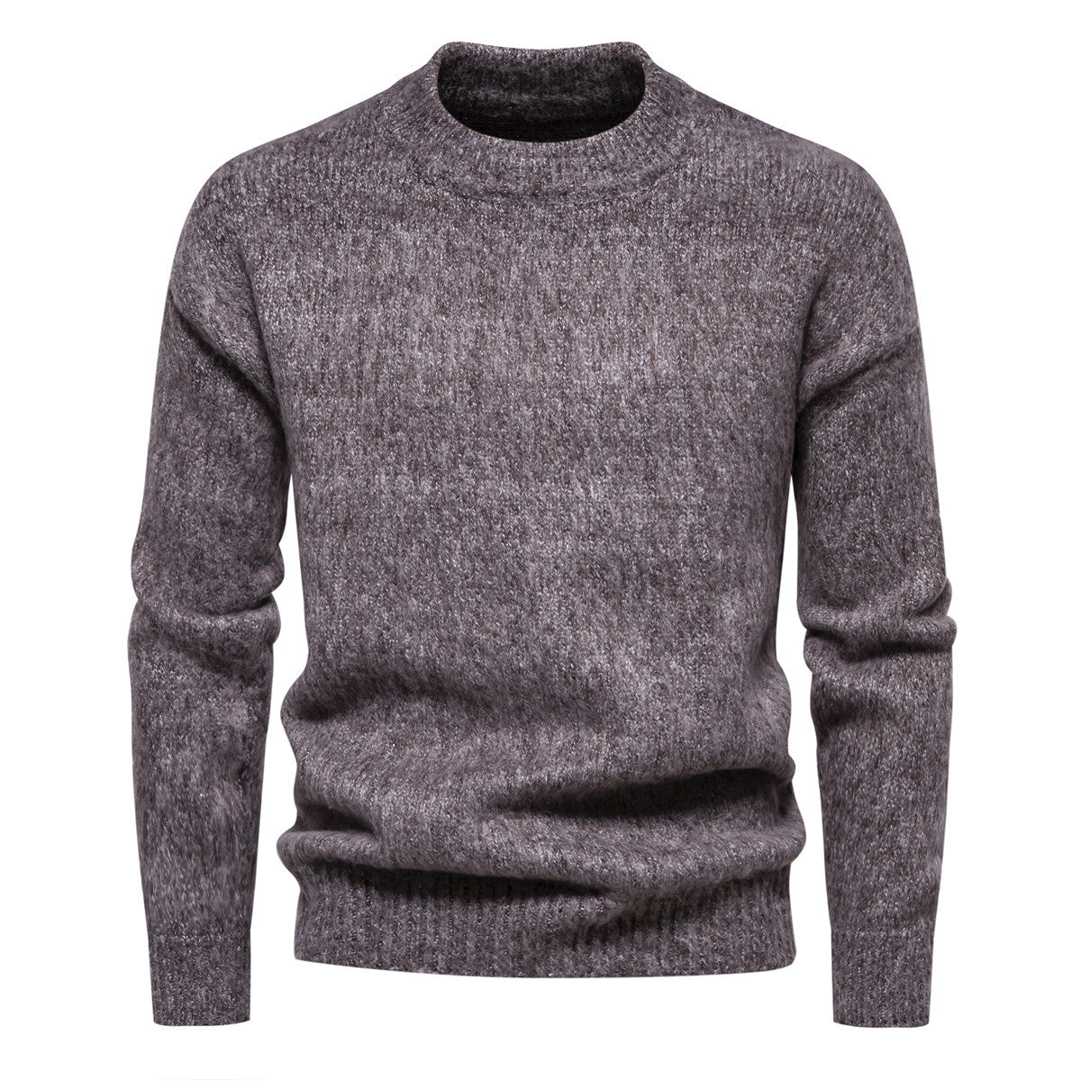 Herren Strickpullover mit hohem Kragen und strukturierter Oberfläche